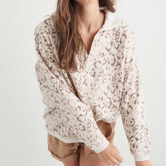 aerie Tops - Aerie Leopard Print Sweatshirt